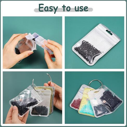 200 Pieces Diamond Painting Accessories Diamond Painting Tools Kit Storage Container Diamond Art Resealable Bags with 4 Round Binding Rings, 5 Sheets Number Stickers and 5 Sheets Sticker Label in Saudi Arabia