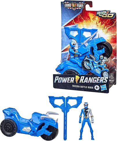 Power Rangers Dino Fury Rip N Go Sabertooth Battle Rider and Dino Fury Green Ranger 6-Inch-Scale Vehicle and Action Figure, Toys for Kids in Saudi Arabia