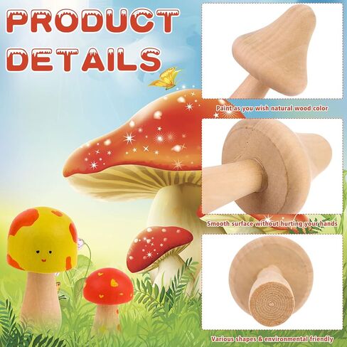 مجموعة فطر خشبية مكونة من 54 قطعة، 10 أحجام مختلفة وأشكال لطيفة فطر خشبي غير مكتمل مثالي لصياغة المشاريع الفنية وديكور الربيع والصيف تحت عنوان الجنية، لطيف وسلس وسهل الطلاء in Kuwait