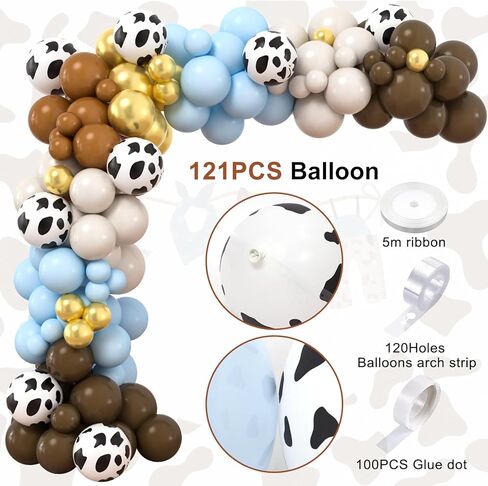 KELENO 121 Western Cowboy Birthday Party Decorations Supplies for Kids Boys Adults Brown Blue Horse Balloon Galand Arch Kit Tablecloth Backdrop Rodeo Balloon Western Themed Party Decorations in Kuwait