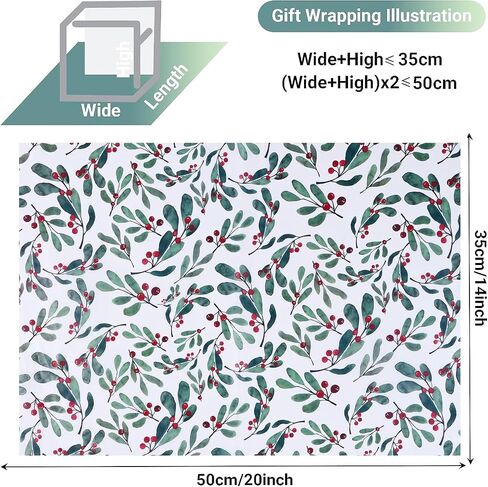 100 Sheets 20 * 14 Inches Christmas Tissue Paper for Gift Bags, Holly Berry Printed Tissue Paper for Gift Wrapping, Xmas Decorative Tissue for Birthday Wedding Winter Holidays DIY Craft in Saudi Arabia