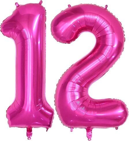بالونات عدد 40 بوصة 12، بالونة من رقائق الهيليوم الفضية رقم 12، بالون كبير لعمر البالونات للأولاد والبنات وحفلات أعياد الميلاد وحفلات الزفاف ومستلزمات تزيين الذكرى السنوية (رقم 12) in Kuwait
