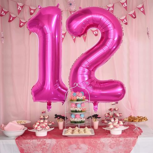 بالونات عدد 40 بوصة 12، بالونة من رقائق الهيليوم الفضية رقم 12، بالون كبير لعمر البالونات للأولاد والبنات وحفلات أعياد الميلاد وحفلات الزفاف ومستلزمات تزيين الذكرى السنوية (رقم 12) in Kuwait