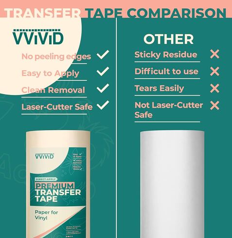 VViViD Premium Direct-Apply Medium-High Tack Transfer Tape for Crafting Vinyl, 6" x 50’ Easy-Apply Paper for Cricut, Sillhouette, Decals and Lettering in Saudi Arabia