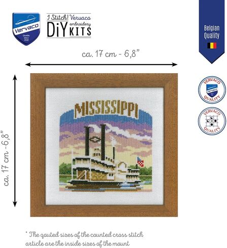 مجموعات تطريز Vervaco Cross Stitch، تزيين الحائط، مجموعة تطريز مطبوعة مسبقًا، صورة تطريز، قطن 100%، قوالب تطريز 11.80 × 9.45 بوصة، Las Vegas Aida in Saudi Arabia
