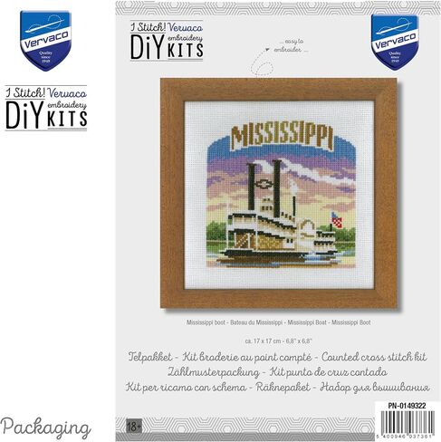 مجموعات تطريز Vervaco Cross Stitch، تزيين الحائط، مجموعة تطريز مطبوعة مسبقًا، صورة تطريز، قطن 100%، قوالب تطريز 11.80 × 9.45 بوصة، Las Vegas Aida in Saudi Arabia