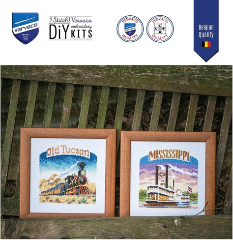 مجموعات تطريز Vervaco Cross Stitch، تزيين الحائط، مجموعة تطريز مطبوعة مسبقًا، صورة تطريز، قطن 100%، قوالب تطريز 11.80 × 9.45 بوصة، Las Vegas Aida in Saudi Arabia