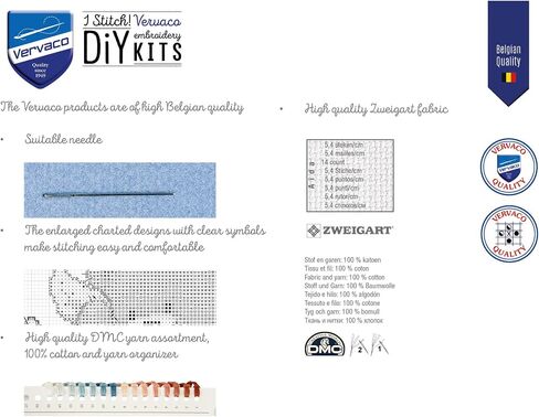 مجموعات تطريز Vervaco Cross Stitch، تزيين الحائط، مجموعة تطريز مطبوعة مسبقًا، صورة تطريز، قطن 100%، قوالب تطريز 11.80 × 9.45 بوصة، Las Vegas Aida in Saudi Arabia