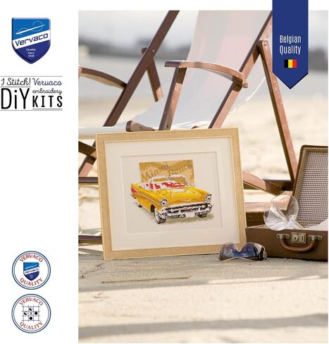 مجموعات تطريز Vervaco Cross Stitch، تزيين الحائط، مجموعة تطريز مطبوعة مسبقًا، صورة تطريز، قطن 100%، قوالب تطريز 11.80 × 9.45 بوصة، Las Vegas Aida in Saudi Arabia