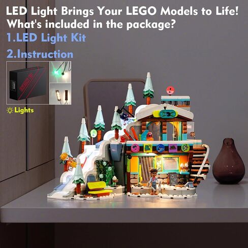 مجموعة إضاءة LED من LocoLee لمنحدر التزلج والمقهى Lego Holiday 41756، مجموعة ملحقات الإضاءة الإبداعية المتوافقة مع مجموعة بناء Lego 41756 (أضواء فقط، بدون نماذج) in Kuwait