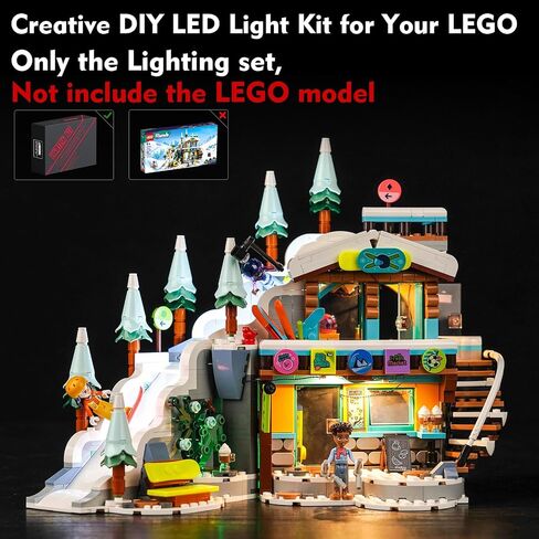 مجموعة إضاءة LED من LocoLee لمنحدر التزلج والمقهى Lego Holiday 41756، مجموعة ملحقات الإضاءة الإبداعية المتوافقة مع مجموعة بناء Lego 41756 (أضواء فقط، بدون نماذج) in Kuwait