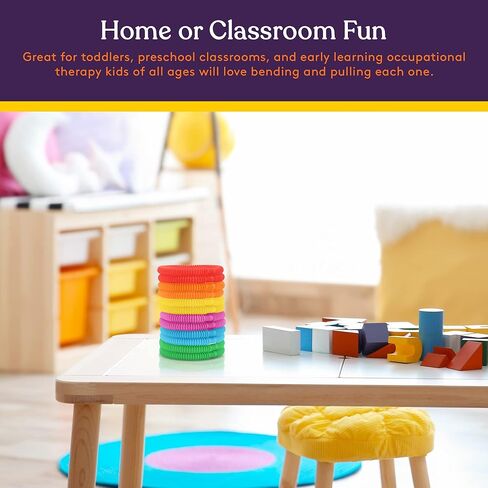 سبيشيال سابلايز عبوة من 30 قطعة من انابيب السحب والفرقعة المرحة الصغيرة للاطفال، لعبة التمدد والانحناء والبناء والتوصيل، توفر اللعب الحسي السمعي واللمس، حاوية تخزين قابلة لاعادة الاستخدام، ملونة in Kuwait