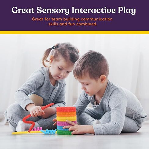 سبيشيال سابلايز عبوة من 30 قطعة من انابيب السحب والفرقعة المرحة الصغيرة للاطفال، لعبة التمدد والانحناء والبناء والتوصيل، توفر اللعب الحسي السمعي واللمس، حاوية تخزين قابلة لاعادة الاستخدام، ملونة in Kuwait