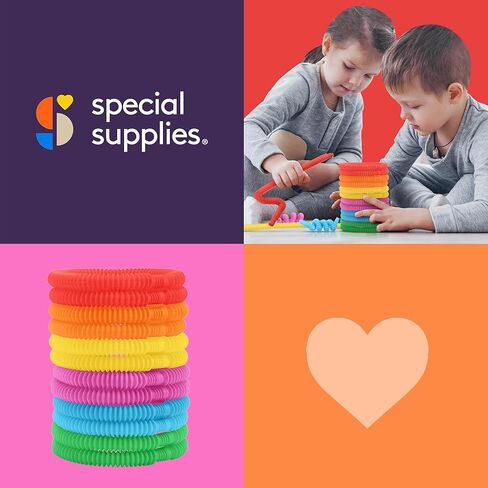 سبيشيال سابلايز عبوة من 30 قطعة من انابيب السحب والفرقعة المرحة الصغيرة للاطفال، لعبة التمدد والانحناء والبناء والتوصيل، توفر اللعب الحسي السمعي واللمس، حاوية تخزين قابلة لاعادة الاستخدام، ملونة in Kuwait