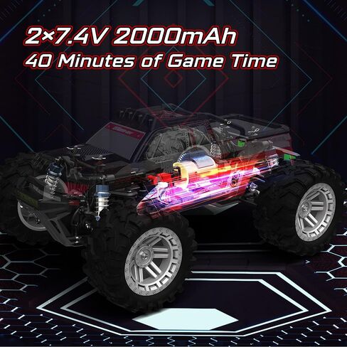 Axguter 1:10 Scale All Terrain RC Car, 4WD High Speed RC Truck for Adults,2.4 GHz Remote Control Car with LED Lights, 4X4 Waterproof Off-Road Truck with Two Rechargeable Batteries. in Saudi Arabia