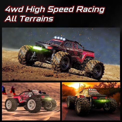 Axguter 1:10 Scale All Terrain RC Car, 4WD High Speed RC Truck for Adults,2.4 GHz Remote Control Car with LED Lights, 4X4 Waterproof Off-Road Truck with Two Rechargeable Batteries. in Saudi Arabia