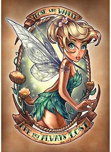 مجموعة طلاء ألماس 5D مجموعة طلاء بالأرقام للبالغين أو الأطفال، لوحة تطريز ماسية من حجر الراين الكريستالي من Tinkerbell Princess للديكور، مقاس 16 بوصة × 12 بوصة in Kuwait