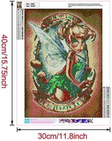 مجموعة طلاء ألماس 5D مجموعة طلاء بالأرقام للبالغين أو الأطفال، لوحة تطريز ماسية من حجر الراين الكريستالي من Tinkerbell Princess للديكور، مقاس 16 بوصة × 12 بوصة in Kuwait