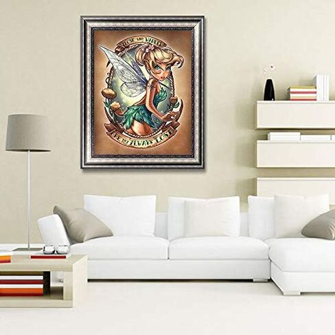 مجموعة طلاء ألماس 5D مجموعة طلاء بالأرقام للبالغين أو الأطفال، لوحة تطريز ماسية من حجر الراين الكريستالي من Tinkerbell Princess للديكور، مقاس 16 بوصة × 12 بوصة in Kuwait