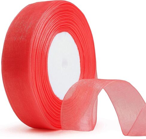 شريط شيفون، أورجانزا، شريط لتغليف الهدايا والديكورات 1 بوصة 50 ياردة/لفة (أبيض) in Kuwait