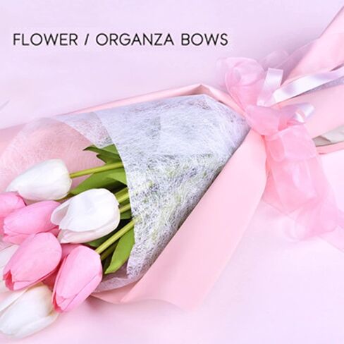 شريط شيفون، أورجانزا، شريط لتغليف الهدايا والديكورات 1 بوصة 50 ياردة/لفة (أبيض) in Kuwait