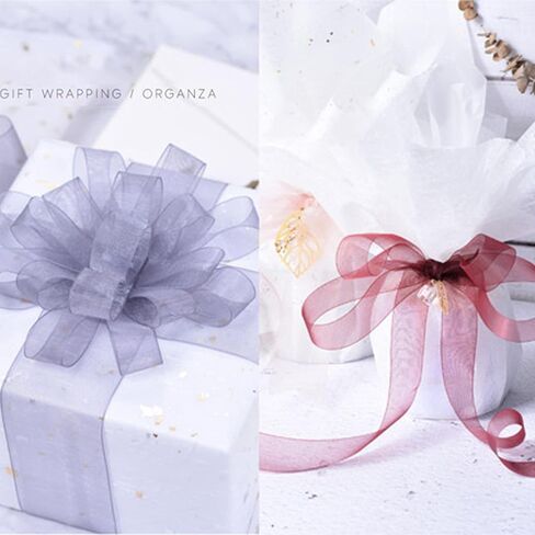 شريط شيفون، أورجانزا، شريط لتغليف الهدايا والديكورات 1 بوصة 50 ياردة/لفة (أبيض) in Kuwait