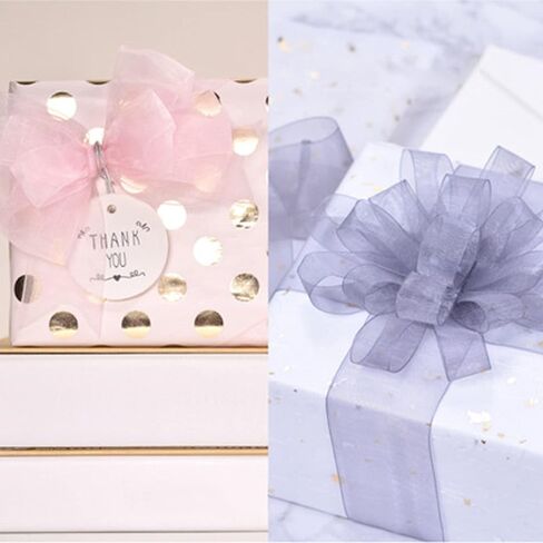 شريط شيفون، أورجانزا، شريط لتغليف الهدايا والديكورات 1 بوصة 50 ياردة/لفة (أبيض) in Kuwait