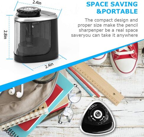 مبراة أقلام رصاص أوتوماتيكية - مبراة أقلام رصاص كهربائية محمولة باليد عالية التحمل للرقم 2/أقلام الرصاص الملونة (6-8 مم)، مبراة يدوية للمدرسة/الفنانين/الأطفال/الفصول الدراسية/المكتب/المنزل in Kuwait