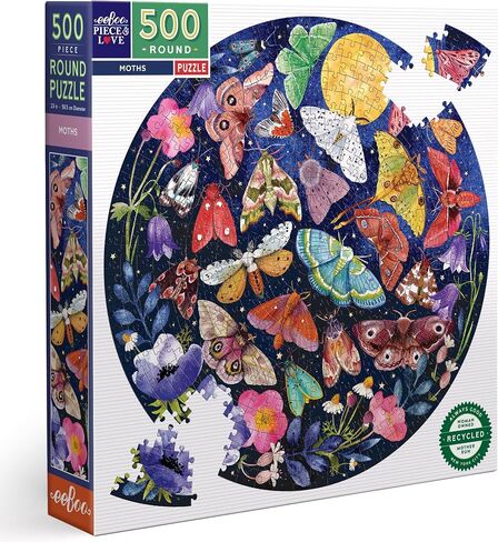 eeBoo Piece and Love Moths 500 Piece Round Adult Jigsaw Puzzle/Ages 14+ (PZFMOT) in Saudi Arabia