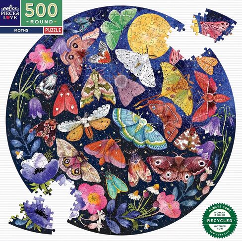 eeBoo Piece and Love Moths 500 Piece Round Adult Jigsaw Puzzle/Ages 14+ (PZFMOT) in Saudi Arabia