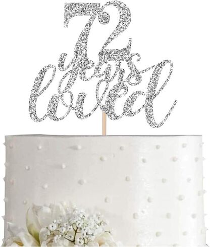 72 Silver Glitter Happy 72nd Birthday Cake Topper, Cheers to 72 Years Party Decorations, Supplies, cake topper in Saudi Arabia