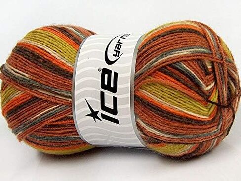 (1) خيوط جوارب ذكية بوزن 100 جرام - فائقة النعومة، صوف ونايلون، 437 ياردة، برتقالي مقلم ذاتيًا، نحاس، رمادي وأكثر من ذلك in Kuwait