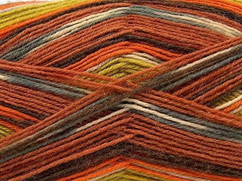 (1) خيوط جوارب ذكية بوزن 100 جرام - فائقة النعومة، صوف ونايلون، 437 ياردة، برتقالي مقلم ذاتيًا، نحاس، رمادي وأكثر من ذلك in Kuwait