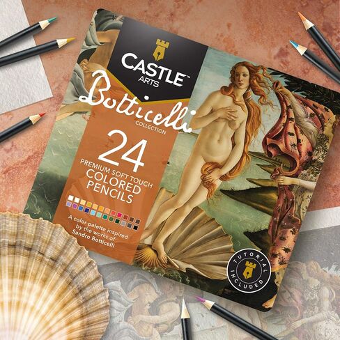 مجموعة أقلام رصاص ملونة مكونة من 24 لونًا تحت عنوان Castle Arts في صندوق من الصفيح، ألوان "صور شخصية" مثالية. تتميز بالجودة والنوى الملونة الناعمة وأداء المزج والطبقات الفائق لتحقيق نتائج واقعية in Saudi Arabia