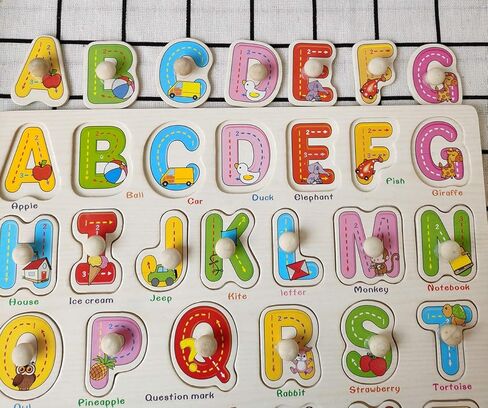 Suandsu 2pcs Alphabet and Number Wooden Jigsaw Puzzles Early Educational Toys Gift in Kuwait