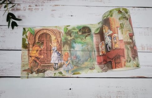 مجموعة اشرطة واشي بنمط اليس ان وندرلاند وملصقات مقطوعة بالقالب وأوراق سجل القصاصات in Kuwait