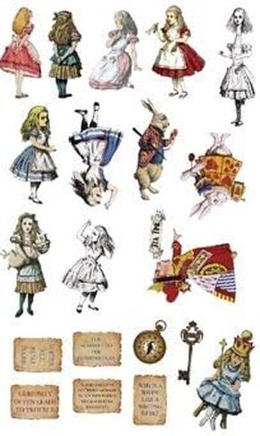 مجموعة اشرطة واشي بنمط اليس ان وندرلاند وملصقات مقطوعة بالقالب وأوراق سجل القصاصات in Kuwait