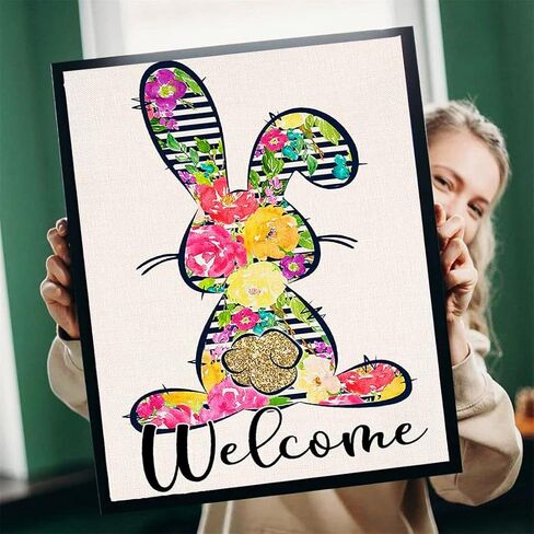 Muyankissu Diamond Painting Kits for Adults DIY 5D Welcome Spring Easter Bunny Colorful Flower Diamond Art Paint with Diamonds Full Drill Gem Art Painting Kit for Home Wall Decor Gifts 12x16inch in Kuwait