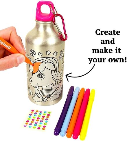 RALME Color Your Own Unicorn Water Bottle for Girls DIY Craft Kit, with Kids Color Your Own Face Mask & Pencil Case in Kuwait