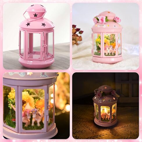 جي سي اصنع مصباح ليلي يونيكورن الخاص بك للفنون والحرف اليدوية، مصباح معدني محمول باللون الزهري لتزيين غرفة الحديقة، هدية عيد ميلاد، مجموعة العاب يونيكورن للاعمار من 4 5 6 7 8-10 سنوات in Kuwait