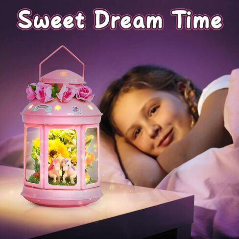 جي سي اصنع مصباح ليلي يونيكورن الخاص بك للفنون والحرف اليدوية، مصباح معدني محمول باللون الزهري لتزيين غرفة الحديقة، هدية عيد ميلاد، مجموعة العاب يونيكورن للاعمار من 4 5 6 7 8-10 سنوات in Kuwait