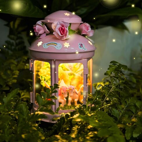 جي سي اصنع مصباح ليلي يونيكورن الخاص بك للفنون والحرف اليدوية، مصباح معدني محمول باللون الزهري لتزيين غرفة الحديقة، هدية عيد ميلاد، مجموعة العاب يونيكورن للاعمار من 4 5 6 7 8-10 سنوات in Kuwait