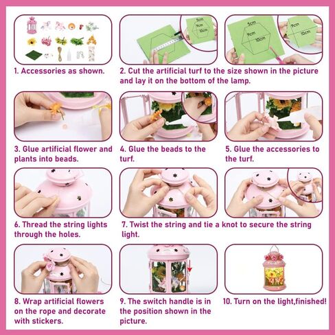 جي سي اصنع مصباح ليلي يونيكورن الخاص بك للفنون والحرف اليدوية، مصباح معدني محمول باللون الزهري لتزيين غرفة الحديقة، هدية عيد ميلاد، مجموعة العاب يونيكورن للاعمار من 4 5 6 7 8-10 سنوات in Kuwait