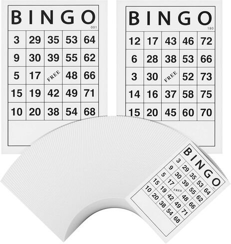 Juvale 180 Sheets Reusable Paper Bingo Cards Bulk for Adults, Disposable Number Game Set for Large Groups (4x6 in) in Saudi Arabia