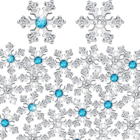 120 Pcs Crystal Snowflake Buttons Christmas Bling Snowflake Rhinestone Diamante Alloy Tiny Button for Crafts Flat Back Snow Embellishments for DIY Wedding Clothes Hair Jewelry Decor (Blue) in Saudi Arabia