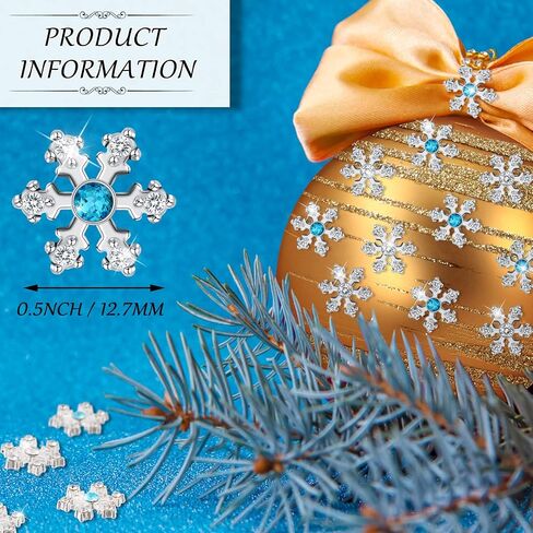 120 Pcs Crystal Snowflake Buttons Christmas Bling Snowflake Rhinestone Diamante Alloy Tiny Button for Crafts Flat Back Snow Embellishments for DIY Wedding Clothes Hair Jewelry Decor (Blue) in Saudi Arabia