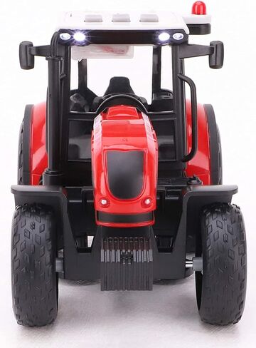 جرار ومقطورة باللون الأحمر مقاس 15 بوصة من Toyland® مع أضواء وصوت - ألعاب المزرعة للأطفال (جرار ومقطورة بالات) in Saudi Arabia