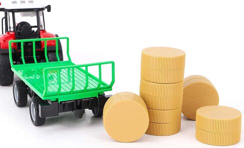 جرار ومقطورة باللون الأحمر مقاس 15 بوصة من Toyland® مع أضواء وصوت - ألعاب المزرعة للأطفال (جرار ومقطورة بالات) in Saudi Arabia