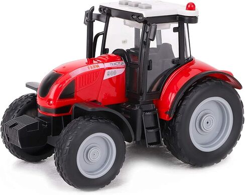 جرار ومقطورة باللون الأحمر مقاس 15 بوصة من Toyland® مع أضواء وصوت - ألعاب المزرعة للأطفال (جرار ومقطورة بالات) in Saudi Arabia
