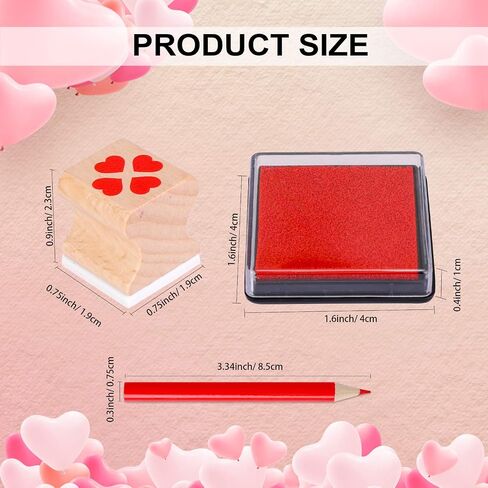Konsait 34pcs Mini Valentine Stamps With Ink Pads Colored Pencil, Holiday Wood Rubber Stamp Cavalli Tiny Stamp Images With Drawing Colouring Pencil Art Supplies Set for Greeting Cards Scrapbooks in Saudi Arabia